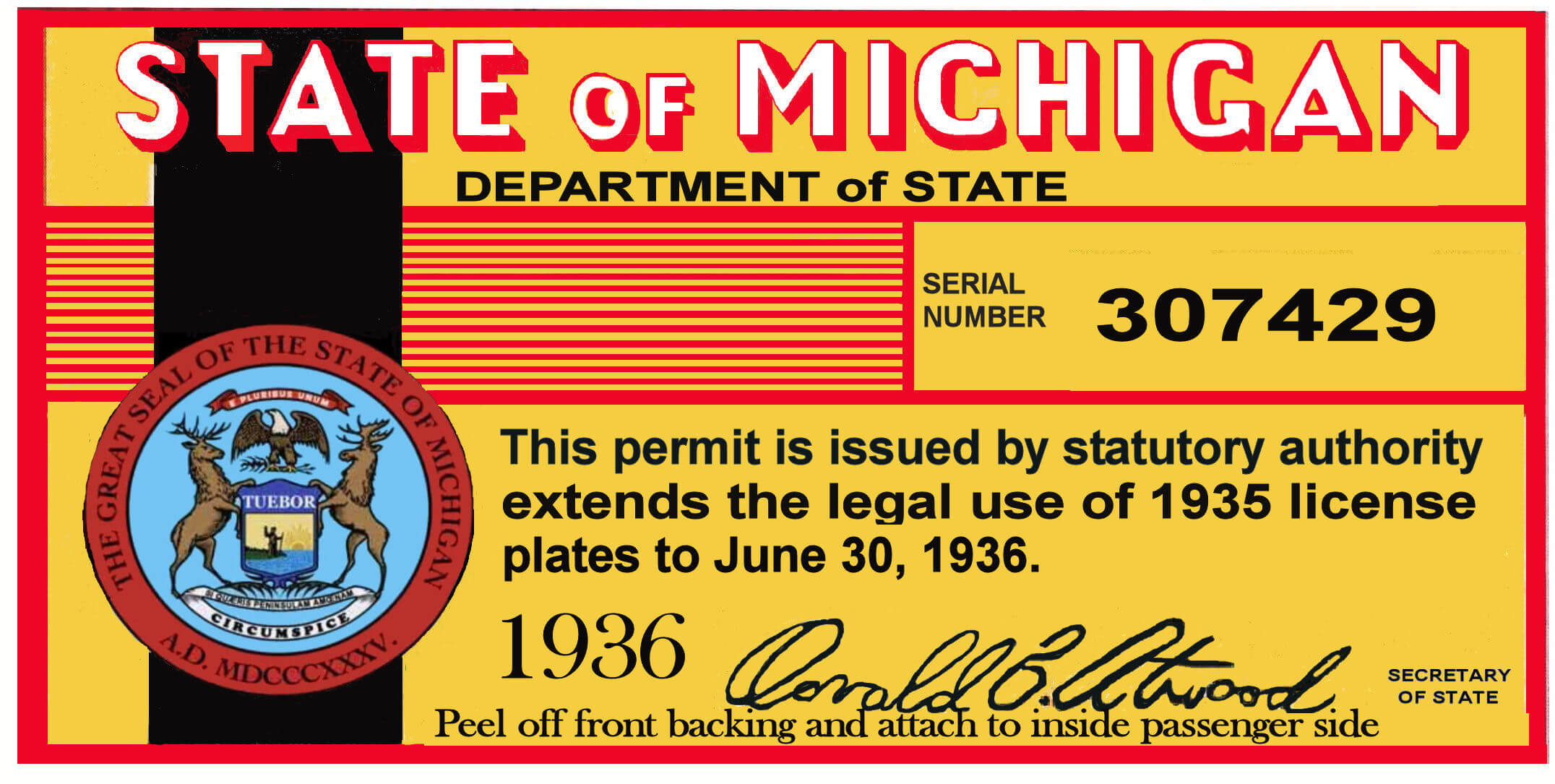 (image for) 1935-1936 Michigan Inspection registration sticker